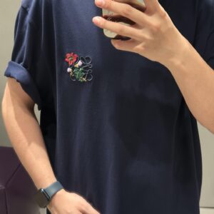 로에베 로고 플라워 자수 반팔 라운드티셔츠 네이비 레플리카 미러급 SA급 S급 고퀄리티 하이엔드 최상급 의류 [남성여성공용]
