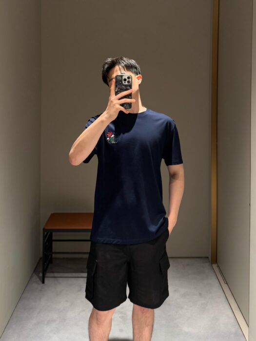 로에베 로고 플라워 자수 반팔 라운드티셔츠 네이비 레플리카 미러급 SA급 S급 고퀄리티 하이엔드 최상급 의류 [남성여성공용] 2