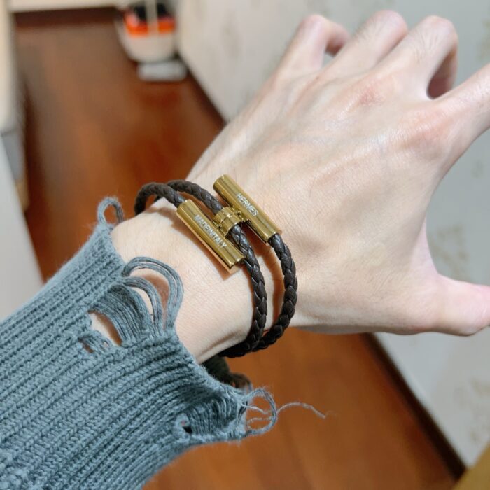 에르메스 남자 브레이슬릿 퍼즐 가죽 끈 매듭 팔찌 브라운 골드 레플리카 미러급 SA급 S급 고퀄리티 최상급 하이엔드 악세사리 [남성] 2