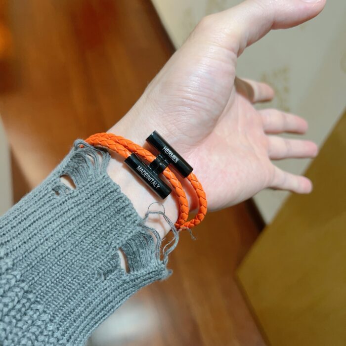 에르메스 남자 브레이슬릿 퍼즐 가죽 끈 매듭 팔찌 오랜지 블랙 레플리카 미러급 SA급 S급 고퀄리티 최상급 하이엔드 악세사리 [남성] 2