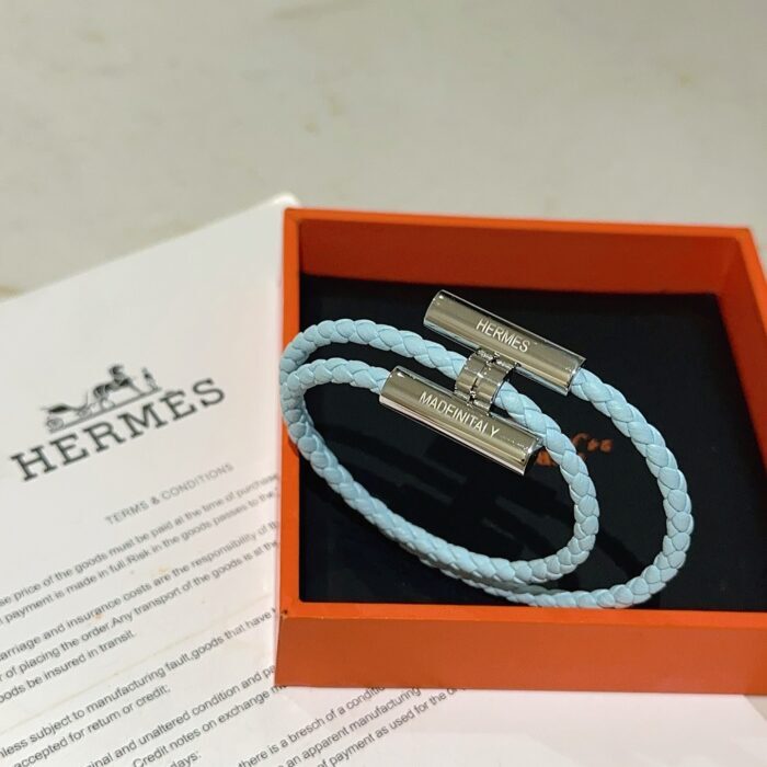 에르메스 남자 브레이슬릿 퍼즐 가죽 끈 매듭 팔찌 스카이 블루 실버 레플리카 미러급 SA급 S급 고퀄리티 최상급 하이엔드 악세사리 [남성] 4