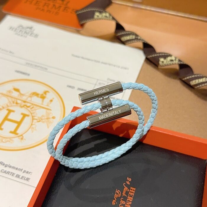 에르메스 남자 브레이슬릿 퍼즐 가죽 끈 매듭 팔찌 스카이 블루 실버 레플리카 미러급 SA급 S급 고퀄리티 최상급 하이엔드 악세사리 [남성] 6