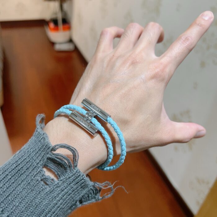 에르메스 남자 브레이슬릿 퍼즐 가죽 끈 매듭 팔찌 스카이 블루 실버 레플리카 미러급 SA급 S급 고퀄리티 최상급 하이엔드 악세사리 [남성] 3