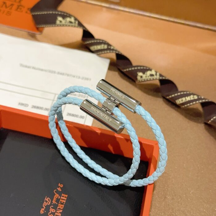 에르메스 남자 브레이슬릿 퍼즐 가죽 끈 매듭 팔찌 스카이 블루 실버 레플리카 미러급 SA급 S급 고퀄리티 최상급 하이엔드 악세사리 [남성] 5