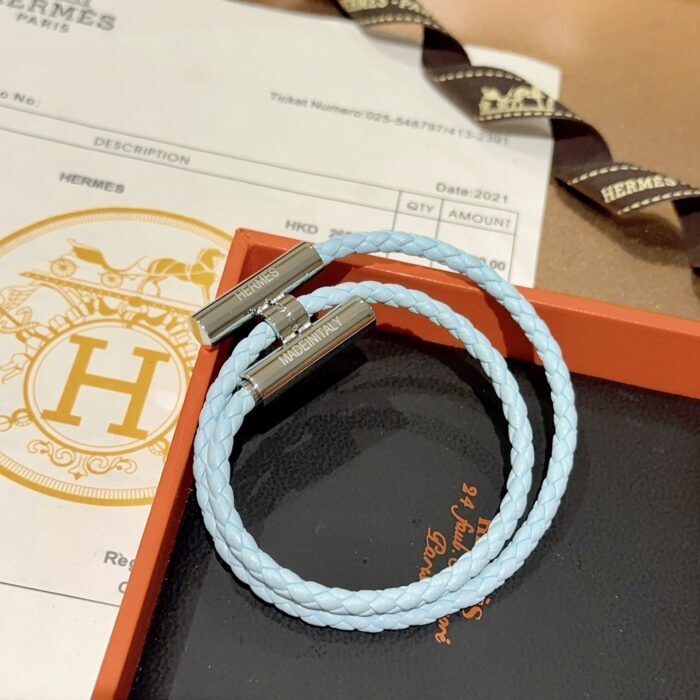 에르메스 남자 브레이슬릿 퍼즐 가죽 끈 매듭 팔찌 스카이 블루 실버 레플리카 미러급 SA급 S급 고퀄리티 최상급 하이엔드 악세사리 [남성] 9