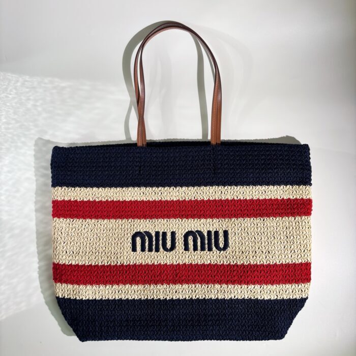 미우미우 라피아 이펙트 우븐 토트백 내츄럴 블루 5BG228 레플리카 미러급 SA급 S급 고퀄리티 최상급 하이엔드 가방 [여성]