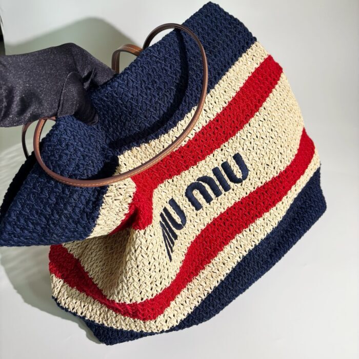 미우미우 라피아 이펙트 우븐 토트백 내츄럴 블루 5BG228 레플리카 미러급 SA급 S급 고퀄리티 최상급 하이엔드 가방 [여성] 8