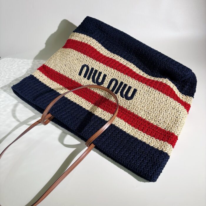 미우미우 라피아 이펙트 우븐 토트백 내츄럴 블루 5BG228 레플리카 미러급 SA급 S급 고퀄리티 최상급 하이엔드 가방 [여성] 6