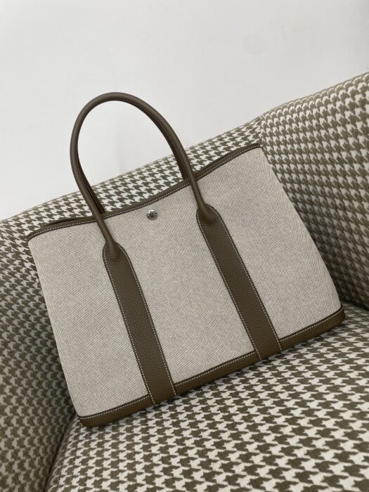 에르메스 가든파티 36 캔버스 은장 배색 베이지 코끼리 회색 레플리카 미러급 SA급 S급 고퀄리티 최상급 하이엔드 핸드백 토트백 가방 [여성]