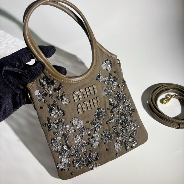 미우미우 자수 개버딘 아이비 백 올리브 그린 5BA281  숄더백 핸드백 레플리카 미러급 SA급 S급 고퀄리티 최상급 하이엔드 가방 [여성] 2