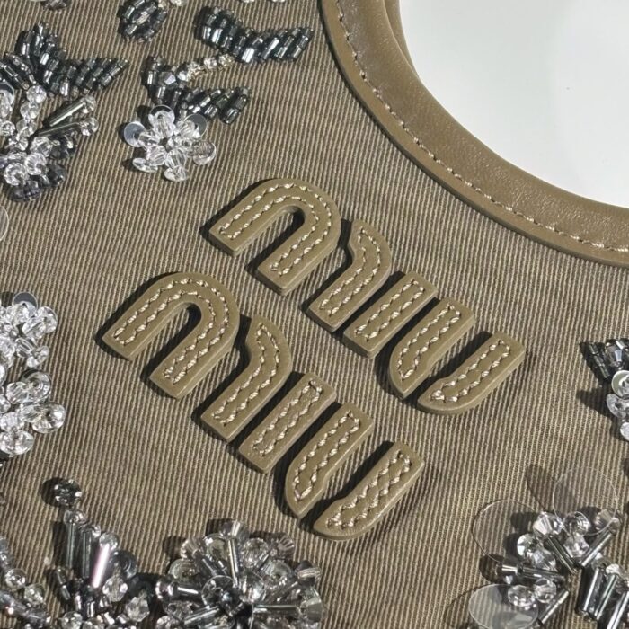 미우미우 자수 개버딘 아이비 백 올리브 그린 5BA281  숄더백 핸드백 레플리카 미러급 SA급 S급 고퀄리티 최상급 하이엔드 가방 [여성] 7