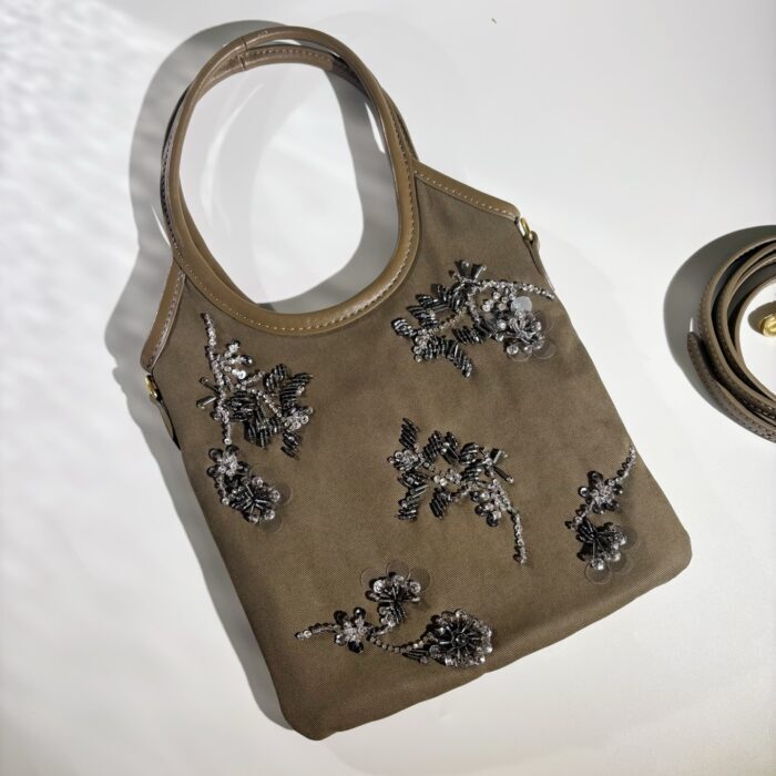 미우미우 자수 개버딘 아이비 백 올리브 그린 5BA281  숄더백 핸드백 레플리카 미러급 SA급 S급 고퀄리티 최상급 하이엔드 가방 [여성] 3