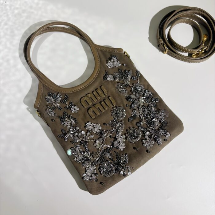 미우미우 자수 개버딘 아이비 백 올리브 그린 5BA281  숄더백 핸드백 레플리카 미러급 SA급 S급 고퀄리티 최상급 하이엔드 가방 [여성] 4