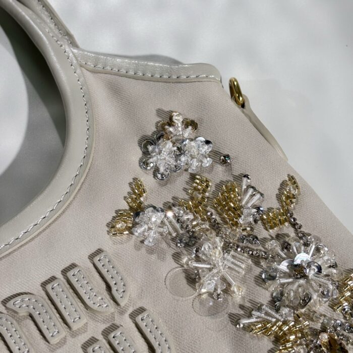 미우미우 자수 개버딘 아이비 백 초크 5BA281 핸드백 숄더백 레플리카 미러급 SA급 S급 고퀄리티 최상급 하이엔드 가방 [여성] 11