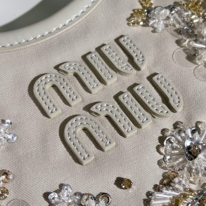 미우미우 자수 개버딘 아이비 백 초크 5BA281 핸드백 숄더백 레플리카 미러급 SA급 S급 고퀄리티 최상급 하이엔드 가방 [여성] 12