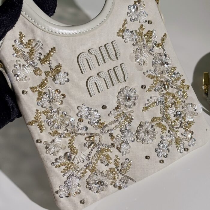 미우미우 자수 개버딘 아이비 백 초크 5BA281 핸드백 숄더백 레플리카 미러급 SA급 S급 고퀄리티 최상급 하이엔드 가방 [여성] 7