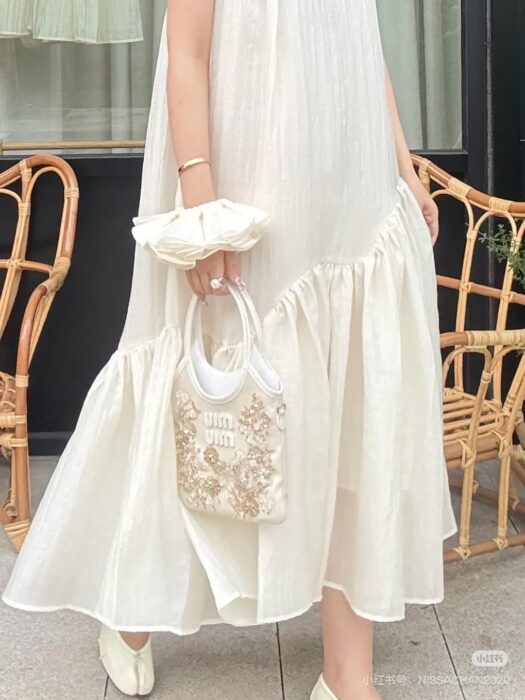 미우미우 자수 개버딘 아이비 백 초크 5BA281 핸드백 숄더백 레플리카 미러급 SA급 S급 고퀄리티 최상급 하이엔드 가방 [여성] 2