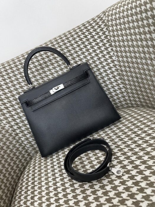 에르메스 켈리 25 은장 블랙 이음 epsom 도마뱀 가죽 핸드백 크로스백 레플리카 미러급 SA급 S급 고퀄리티 최상급 하이엔드 가방 [여성]