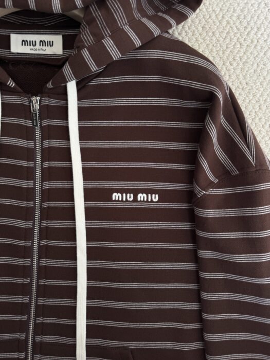 미우 미우 스트라이프 코튼 플리스 후드 자켓 레플리카 미러급 SA급 S급 고퀄리티 하이엔드 최상급 의류 [여성] 11