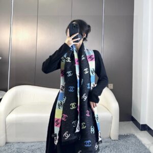 샤넬 멀티컬러 CC로고 스트라이프 스카프 블랙 레플리카 미러급 SA급 S급 고퀄리티 최상급 하이엔드 머플러 목도리 [여성]