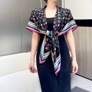 루이비통 x TM 모노그램 멀티컬러 로고 스퀘어 스카프 블랙 레플리카 미러급 SA급 S급 고퀄리티 최상급 하이엔드 머플러 목도리 [여성]