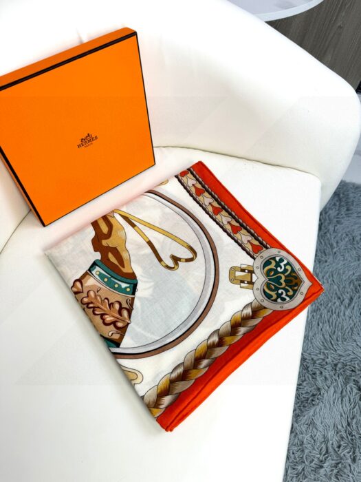 에르메스 더블 말 스퀘어 스카프 오렌지 레플리카 미러급 SA급 S급 고퀄리티 최상급 하이엔드 머플러 목도리 [여성] 3