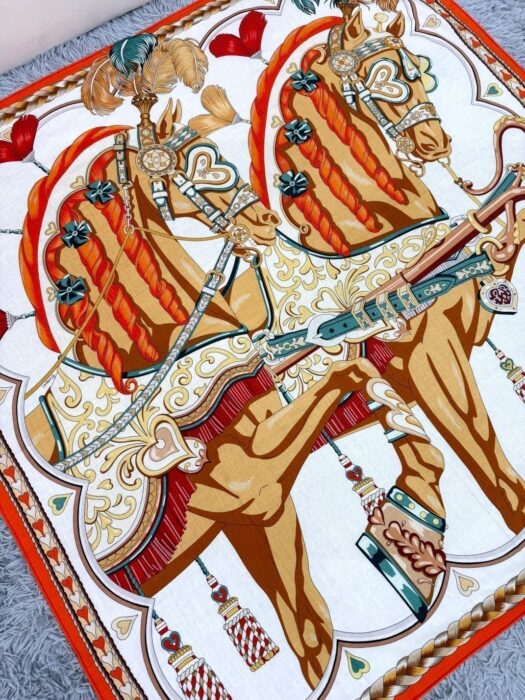 에르메스 더블 말 스퀘어 스카프 오렌지 레플리카 미러급 SA급 S급 고퀄리티 최상급 하이엔드 머플러 목도리 [여성] 6