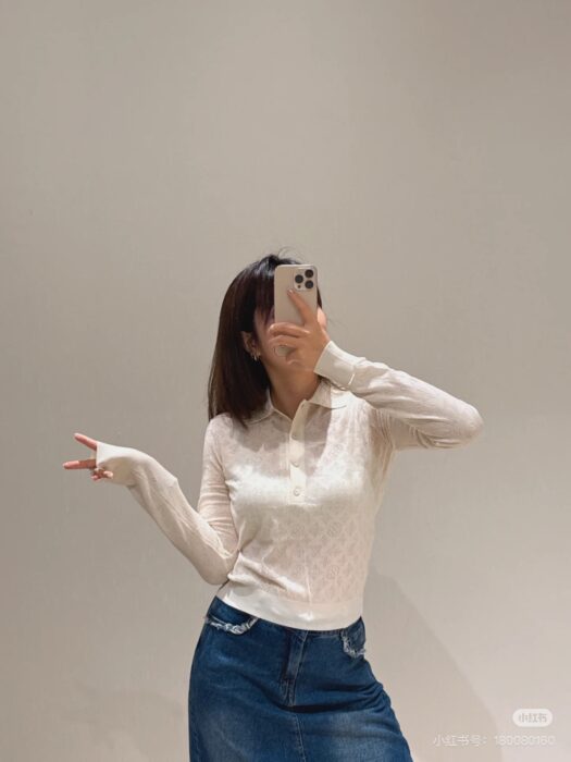 루이비통 마히나 롱 슬리브드 폴로 탑 레플리카 미러급 SA급 S급 고퀄리티 하이엔드 최상급 의류 [여성] 2