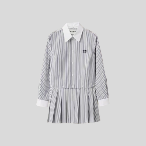 미우미우 플리츠 스트라이프 포플린 미니드레스 레플리카 미러급 SA급 S급 고퀄리티 하이엔드 최상급 의류 [여성]