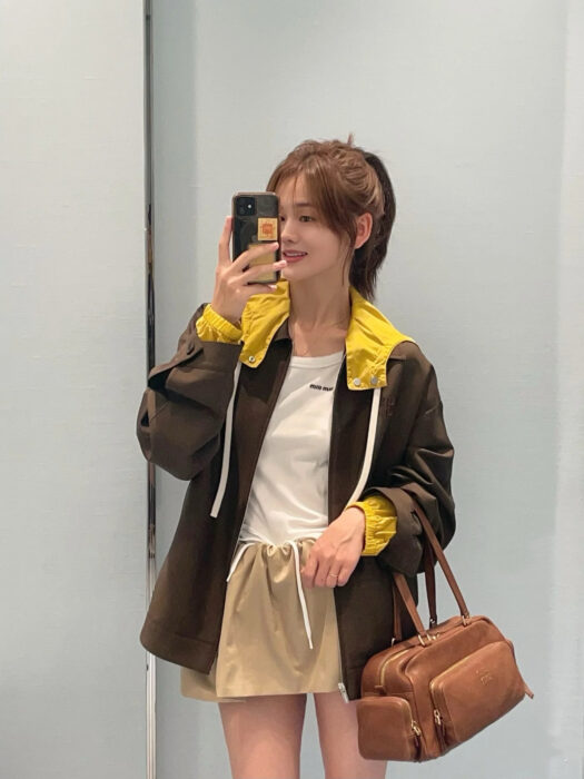 미우미우 키드 모헤어 및 테크니컬 퐁제 블루종 자켓 레플리카 미러급 SA급 S급 고퀄리티 하이엔드 최상급 의류 [여성] 3