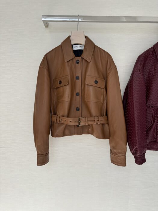생로랑 벨트 가죽 자켓 브라운 레플리카 미러급 SA급 S급 고퀄리티 하이엔드 최상급 의류 [여성] 8