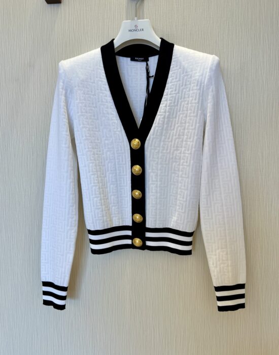 발망 모노그램 장식 바이컬러 가디건 레플리카 미러급 SA급 S급 고퀄리티 하이엔드 최상급 의류 [여성] 2