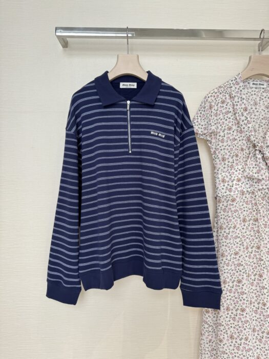미우미우 스트라이프 지퍼 폴로 셔츠 레플리카 미러급 SA급 S급 고퀄리티 하이엔드 최상급 의류 [여성] 6