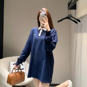 미우미우 모노그램 자수 배색 긴팔 넥카라티 폴로티 네이비 레플리카 미러급 SA급 S급 고퀄리티 하이엔드 최상급 의류 [남성여성공용]