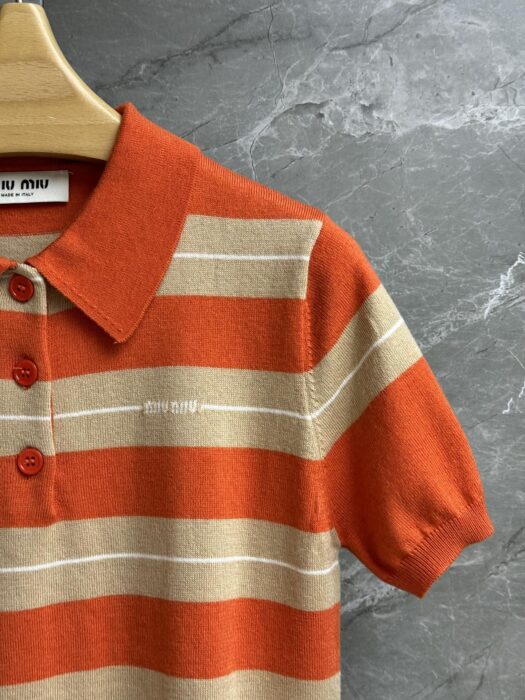 미우미우 스트라이프 폴로 셔츠 레플리카 미러급 SA급 S급 고퀄리티 하이엔드 최상급 의류 [여성] 5