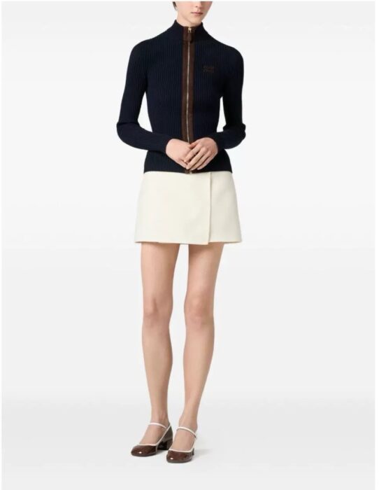 미우미우 캐시미어 및 가죽 지퍼 가디건 레플리카 미러급 SA급 S급 고퀄리티 하이엔드 최상급 의류 [여성] 2