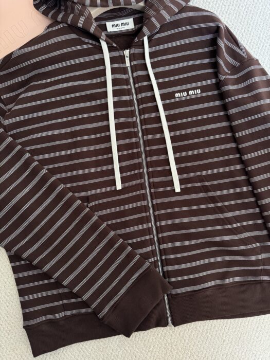 미우 미우 스트라이프 코튼 플리스 후드 자켓 레플리카 미러급 SA급 S급 고퀄리티 하이엔드 최상급 의류 [여성] 12