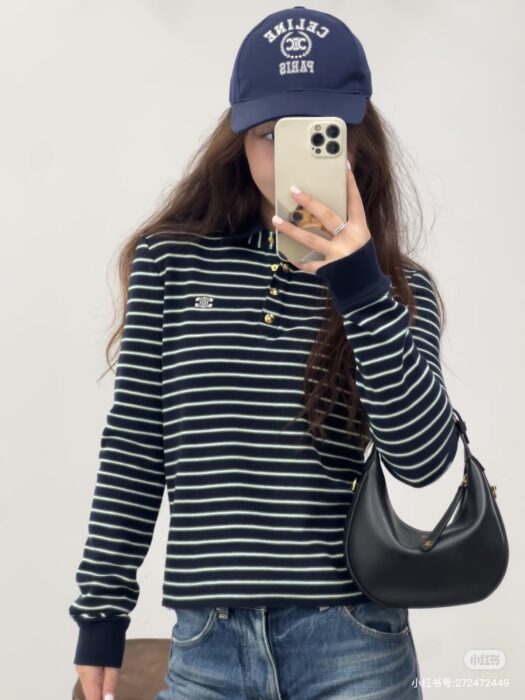 셀린느 트리오페 스트라이프 폴로 여성 카라 긴팔 티셔츠 레플리카 미러급 SA급 S급 고퀄리티 하이엔드 최상급 의류 [여성] 7