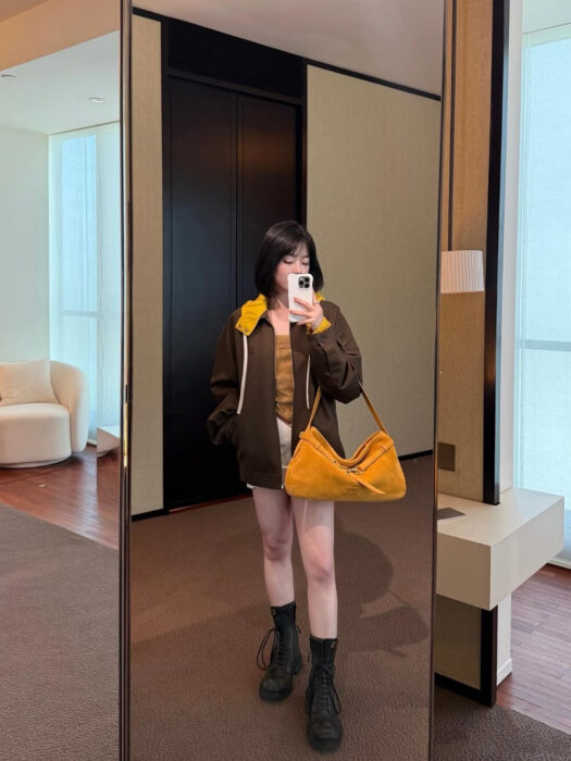 미우미우 키드 모헤어 및 테크니컬 퐁제 블루종 자켓 레플리카 미러급 SA급 S급 고퀄리티 하이엔드 최상급 의류 [여성] 5