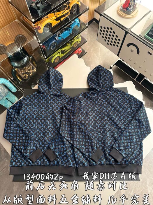 루이비통 올 오버 블루 로고 후드집업 블루 블랙 레플리카 미러급 SA급 S급 고퀄리티 하이엔드 최상급 의류 [남성여성공용] 4