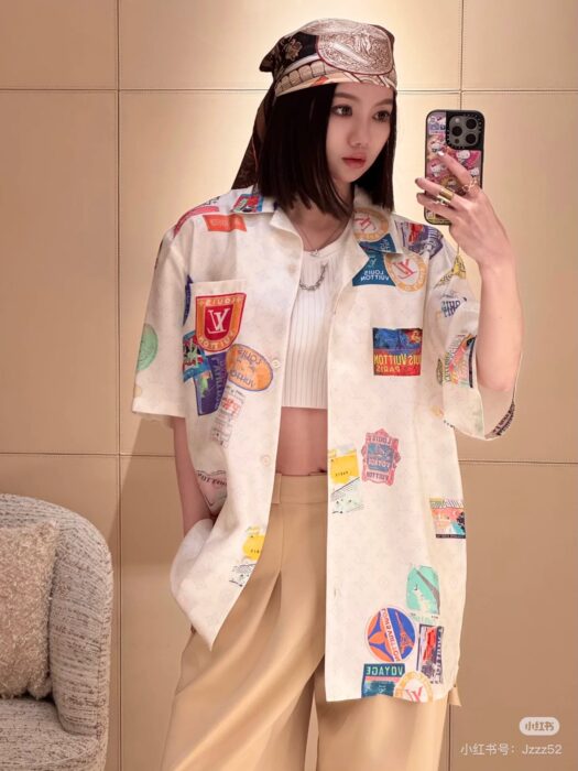 루이비통 마히나 패치 쇼트 슬리브드 셔츠 레플리카 미러급 SA급 S급 고퀄리티 하이엔드 최상급 의류 [여성] 4