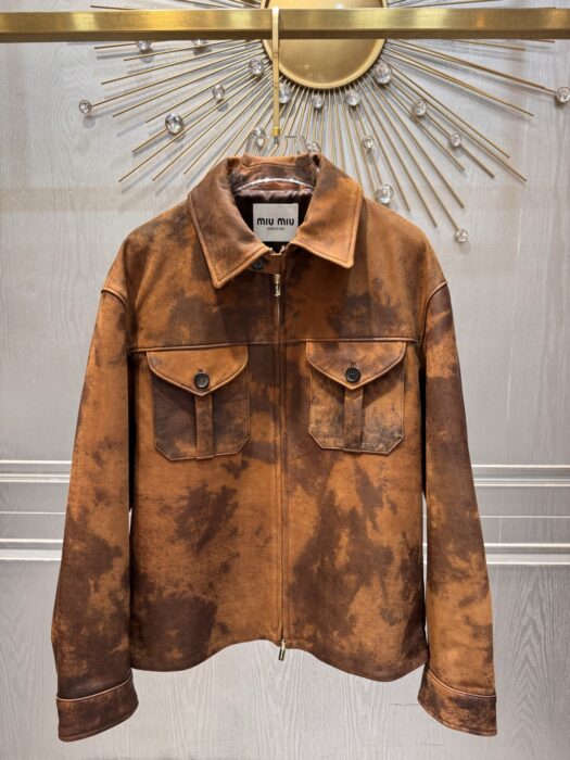 미우미우 왁스 스웨이드 가죽 자켓, 스커트 레플리카 미러급 SA급 S급 고퀄리티 하이엔드 최상급 의류 [여성] 2