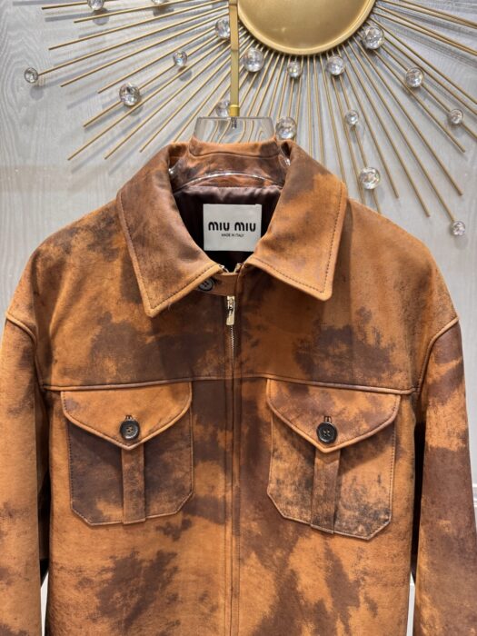 미우미우 왁스 스웨이드 가죽 자켓, 스커트 레플리카 미러급 SA급 S급 고퀄리티 하이엔드 최상급 의류 [여성] 3