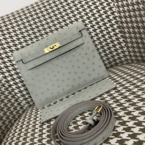 에르메스 켈리백 단스 금장 타조 가죽 연 그레이 레플리카 미러급 SA급 S급 고퀄리티 최상급 하이엔드 가방 [여성]