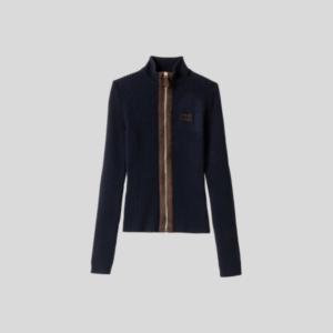 미우미우 캐시미어 및 가죽 지퍼 가디건 레플리카 미러급 SA급 S급 고퀄리티 하이엔드 최상급 의류 [여성]