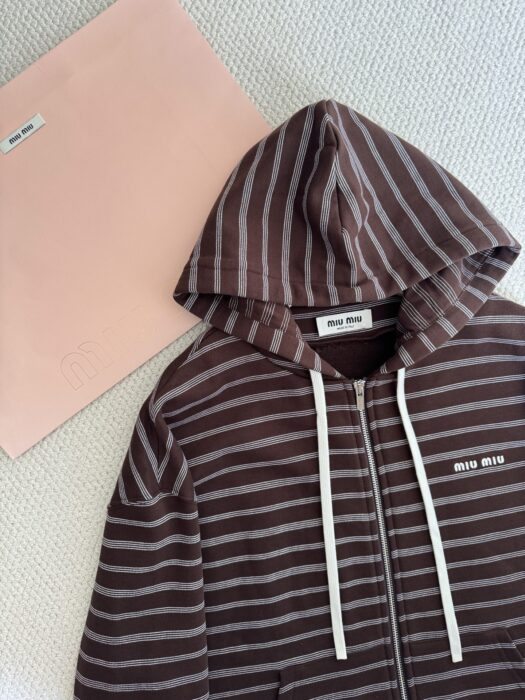 미우 미우 스트라이프 코튼 플리스 후드 자켓 레플리카 미러급 SA급 S급 고퀄리티 하이엔드 최상급 의류 [여성] 10