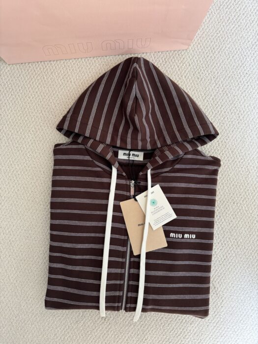 미우 미우 스트라이프 코튼 플리스 후드 자켓 레플리카 미러급 SA급 S급 고퀄리티 하이엔드 최상급 의류 [여성] 13