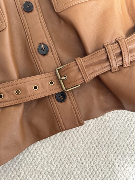 생로랑 벨트 가죽 자켓 브라운 레플리카 미러급 SA급 S급 고퀄리티 하이엔드 최상급 의류 [여성] 12