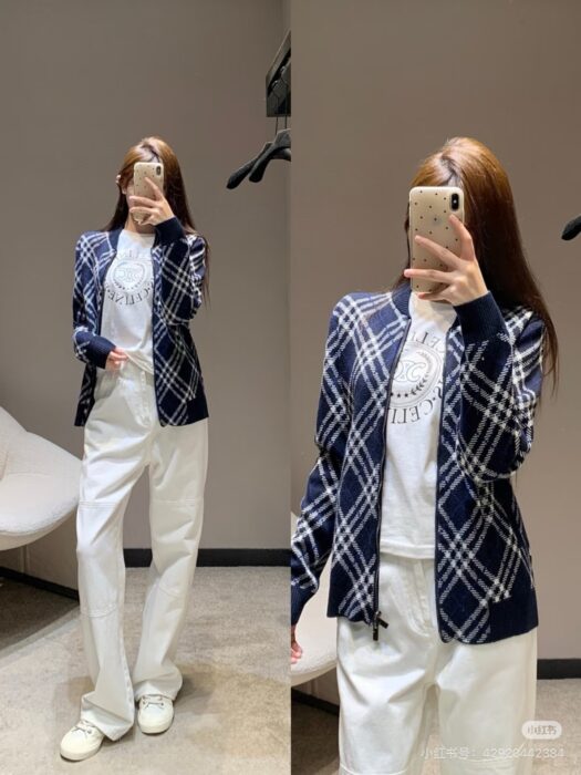버버리 양털 혼방 체크 지퍼 가디건 블루 레플리카 미러급 SA급 S급 고퀄리티 하이엔드 최상급 의류 [남성여성공용] 2