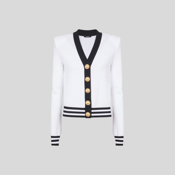 발망 모노그램 장식 바이컬러 가디건 레플리카 미러급 SA급 S급 고퀄리티 하이엔드 최상급 의류 [여성]